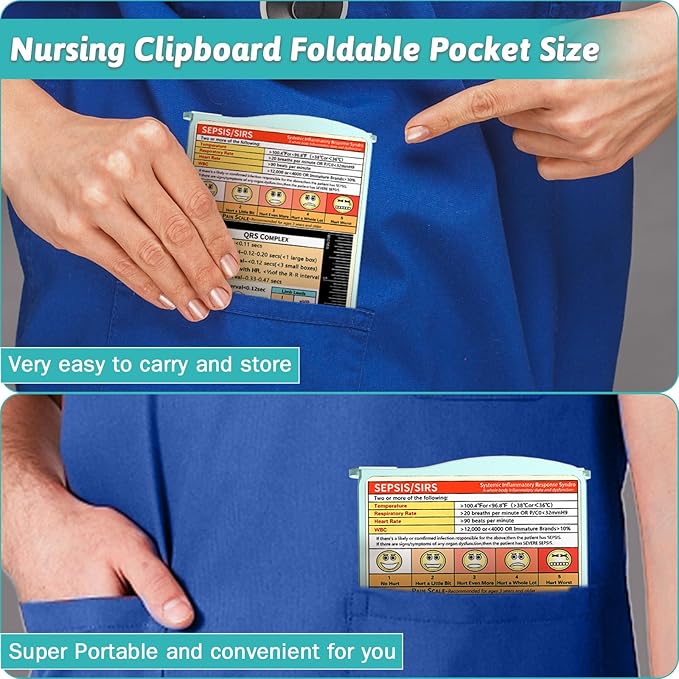 Nursing Clipboard Foldable Clipboard Medical: Edition Cheat Sheets Aluminum 3 Layers Foldable Clipboards Nursing Pocket Size Profile Clip Nurse Clipboards Notepad for Nurses Students and Doctors