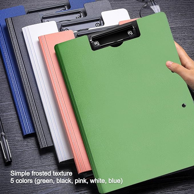 10 Pack Foldable Clipboards, A4 Clipboard Folder, Office Clipboard Folder with Double Clips Metal Clip, Storage Clipboards for Office, School or Medical Field(5 Colors)
