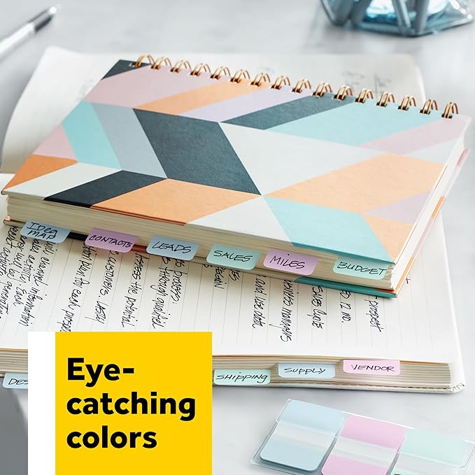 Post-it Tabs, 2 in, Solid, Assorted Bright Colors, 6 Tabs/Color, 4 Colors, 24 Tabs/Pack (686-PLOY)