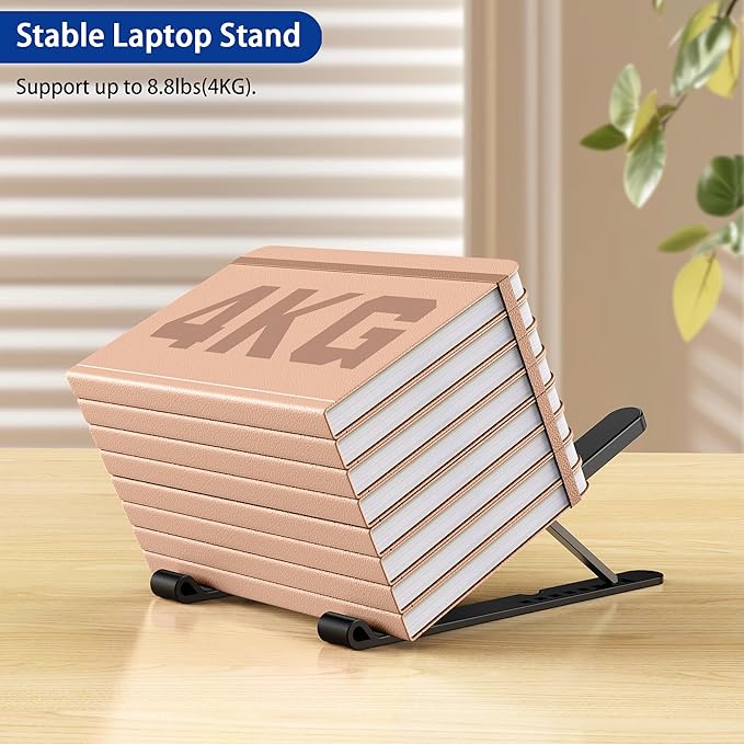 BESIGN LS01 Pro Ergonomic Laptop Stand, Plastic Laptop Riser, Portable and Adjustable Notebook Computer Holder Compatible with 10-14" Laptops (Black)
