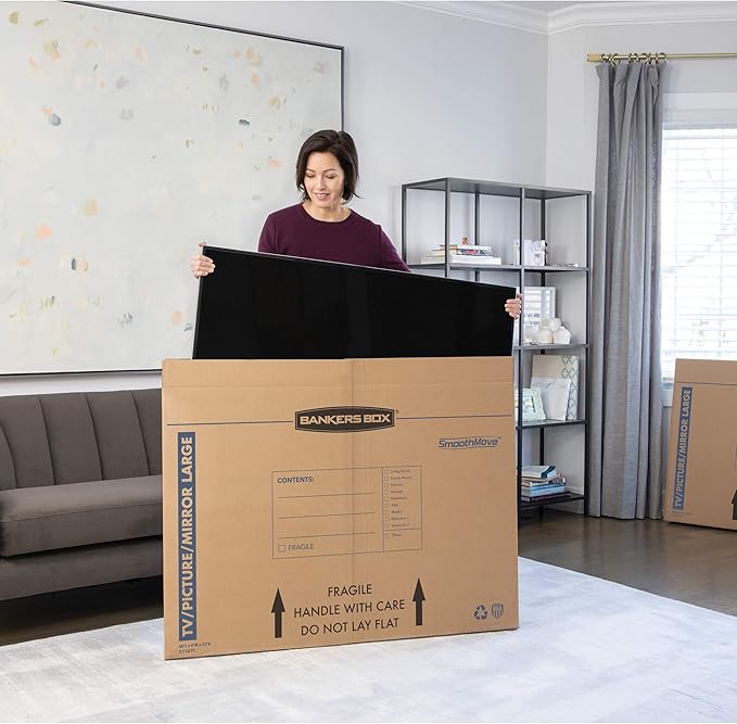 Bankers Box Large - up to 55" TV/Picture/Mirror - Moving Box 4 Pack, 48-in x 4-in x 33-in (7711301)