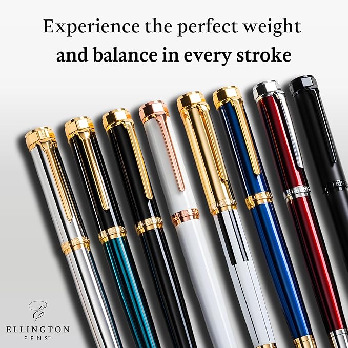 Ellington Pens Luxury Fountain Pen Set - Smooth Fine Nib - Includes 3 Ink Cartridges, Refillable Ink Converter, Gift Box - Fountain Pens For Writing, Calligraphy, Journaling (The Presidential Oath)