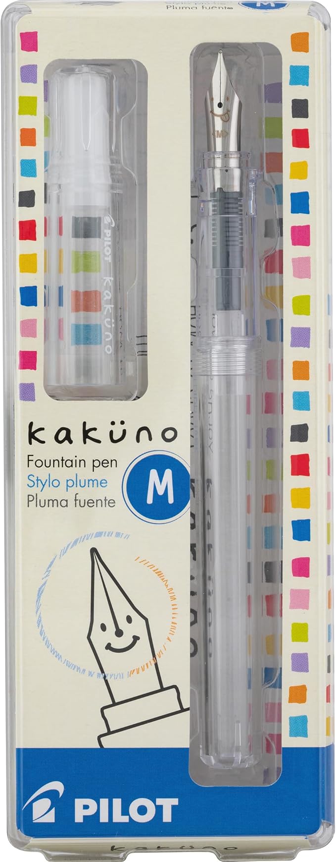 PILOT Kakuno Fountain Pen, Clear Barrel, Medium Nib (10822)