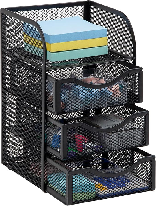 Mind Reader Desktop Accessory Storage, Paper Binder Clip Basket, Workspace, Office, Metal Mesh, 4.75"L x 5"W x 8"H, Black