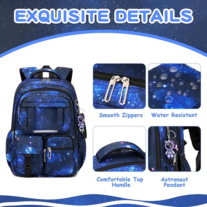 Kids Backpack for Girls Boys School Bags for Middle School Students Book Bag for Elementary Primary Kawaii Ita Backpack, Galaxy Astronaut