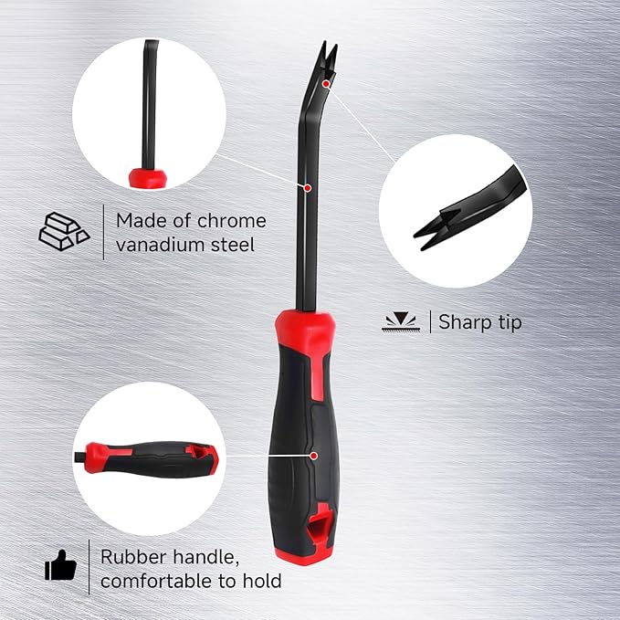 Staple Remover, Heavy Duty Staple Remover Tool,Upholstery Stapler Remover for Carpet,Wood,Floor, Furniture, Construction, Industrial Staple Lifter Removes Flooring, Carton Box Staples(Red/Black)