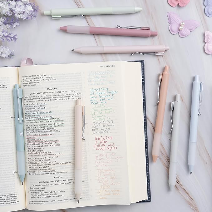 BLIEVE - Pastel Colored Gel Pens With Cool Matte Finish, Aesthetic and Cute Pens With Smooth Writing For Journaling And Bible Note Taking No Bleed Through, Cute School Supplies 8 Pack