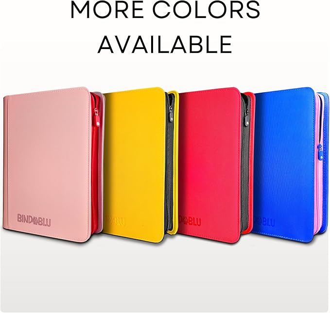 9 Pocket Trading Card Zip Binder - 360 Side Loading Pocket Binder for Colletible Games, Sport, TCG - Trading Card Binder - Gift Card holder for Boys and Girls - Red card binder