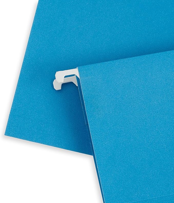 Blue Summit 75 Pack Colored Hanging File Folders Letter Size No Expansion, Colored Hanging File Folders Bulk, Assorted Colors, Designed for Bulky Files, Medical Charts, 1/5 Tabs