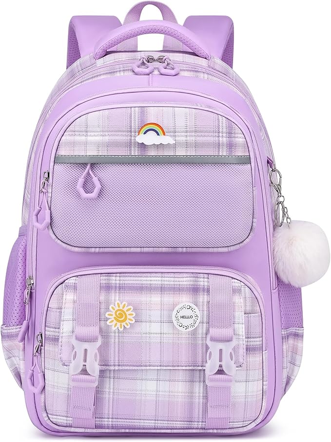 MOMUVO Backpack for Girls, Kids Backpack with Lunch Box, Bookbag for Girls Kindergarten Elementary Preschool Middle