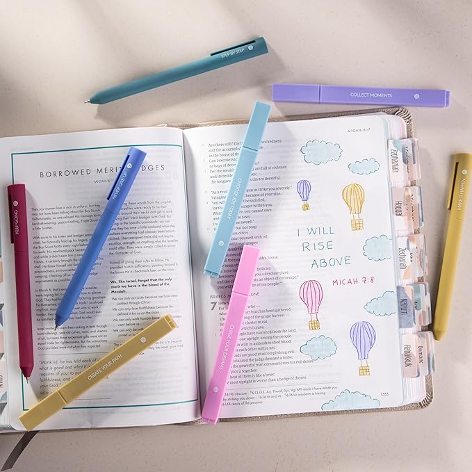 DIVERSEBEE Aesthetic Highlighters and Gel Pens, Pastel Bible Highlighters No Bleed, 8 Pack Assorted Colors Cute Journaling Pens, Bible Study Supplies (Create)
