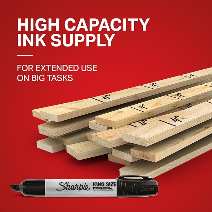 Sharpie King Size Permanent Markers Chisel Tip Markers for Work & Industrial Use 12 Count