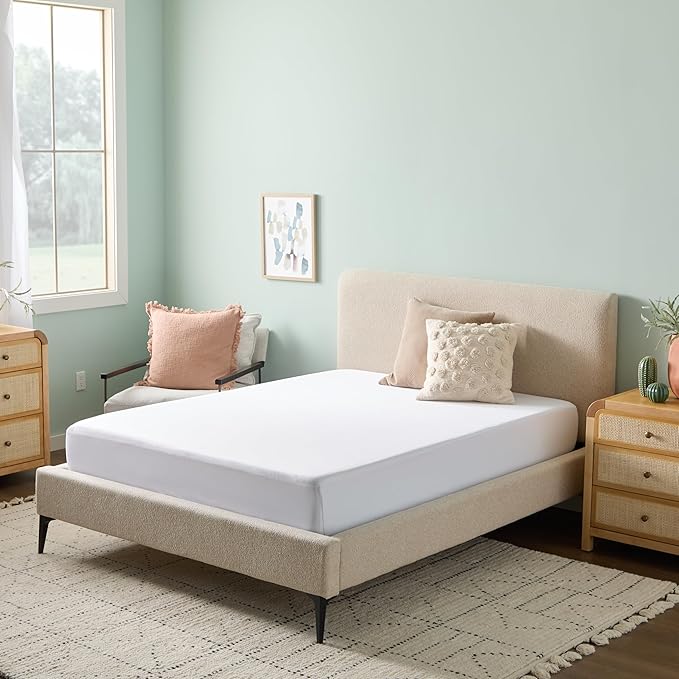 Linenspa Waterproof Mattress Protector, Twin Size – Fitted Sheet Style, Breathable, Machine Washable & Dryer Safe, White