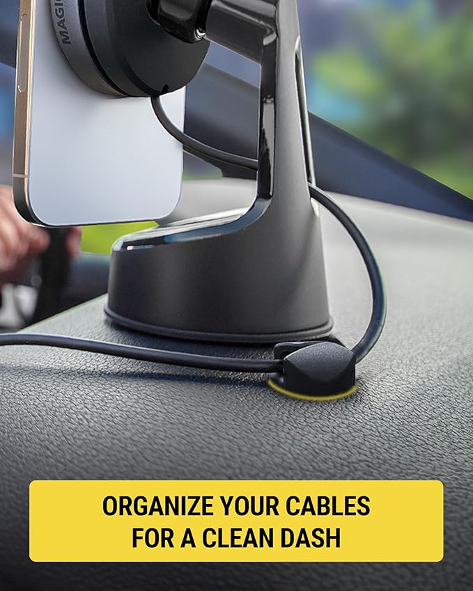 Scosche CMAR-6PKRP Cable Management Kit, 6-Pack of Black Adhesive Cable Clips for Phone Charging Cables, Charger Cords, Wire Organizer and Cord Holders for Desk, Nightstand, Car, Home, Computer