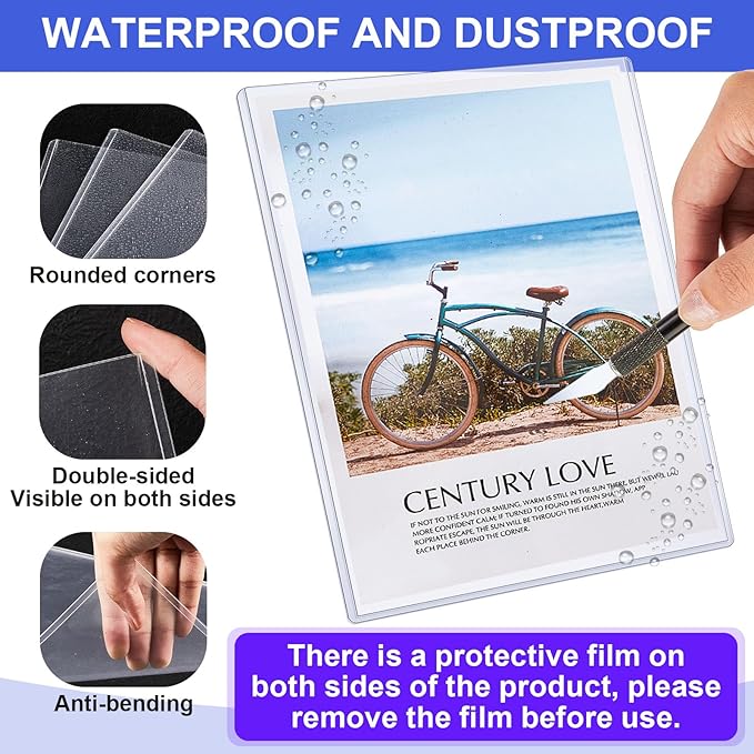 Teling 10 Pcs 8 1/2" x 11" Rigid Print Protectors Clear Rigid Sleeve Plastic Paper Page Protectors Clear Sheet Cover Photo Plastic Sleeve Hard Document Holder Birth Certificate Cover
