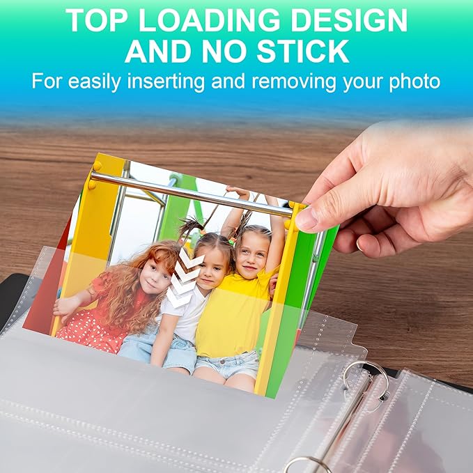 50 Pack 4 x 6 Photo Sleeves for 3 Ring Binder(300 Pictures), Heavy-Duty Archival Photo Page Protectors, Clear Picture Album Refill Pages Holds, Acid-Free