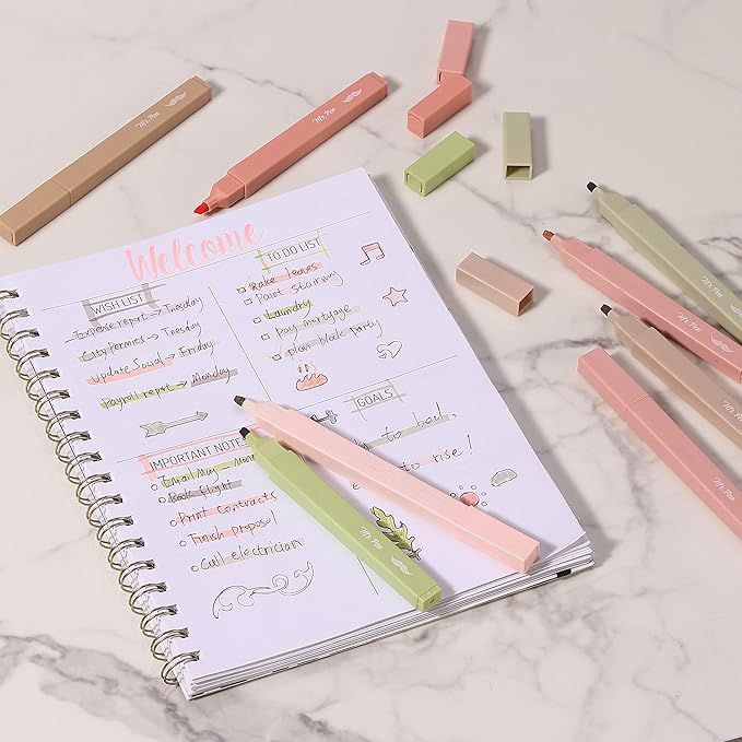 Mr. Pen- Aesthetic Highlighters, 8 pcs, Chisel Tip, Boho Colors, No Bleed Bible Highlighter Pastel, Assorted Colors, Cute
