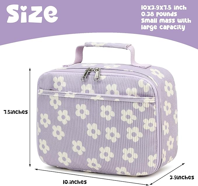 Bluboon Kids Girls Lunch Bag Insulated Lunch Box for school Corduroy Lunch Cooler Organizer School Kids Lunch Tote