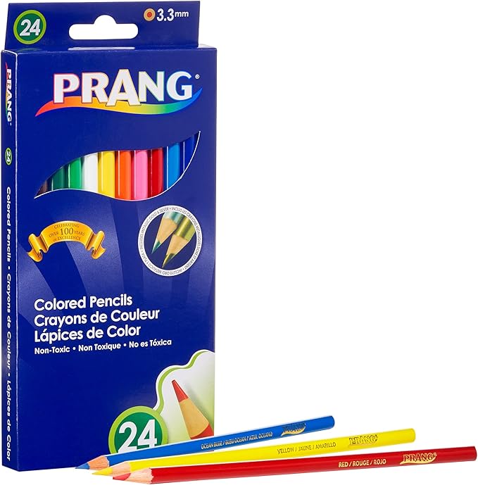 Prang Thick Core Colored Pencils, 3.3 Millimeter Cores, 7 Inch Length, Assorted Colors (22240) (Pack of 24, 576 Count Total)