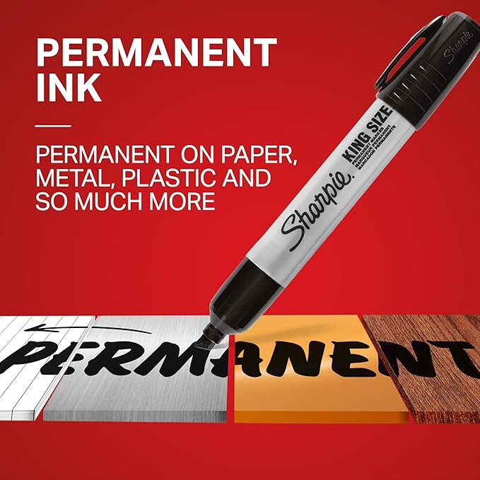 Sharpie King Size Permanent Markers Chisel Tip Markers for Work & Industrial Use 12 Count