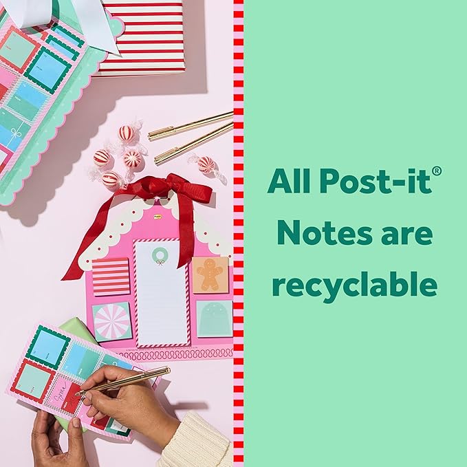 Post-it Jingle Sticky Notes, Christmas Gift Set, Assorted Sizes, 5 Holiday Themed Cute Sticky Note Pads