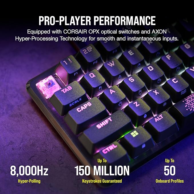 Corsair K65 PRO Mini RGB 65% Optical-Mechanical Wired Gaming Keyboard - OPX Switches - PBT Double-Shot Keycaps - iCUE Compatible - QWERTY NA Layout - Black