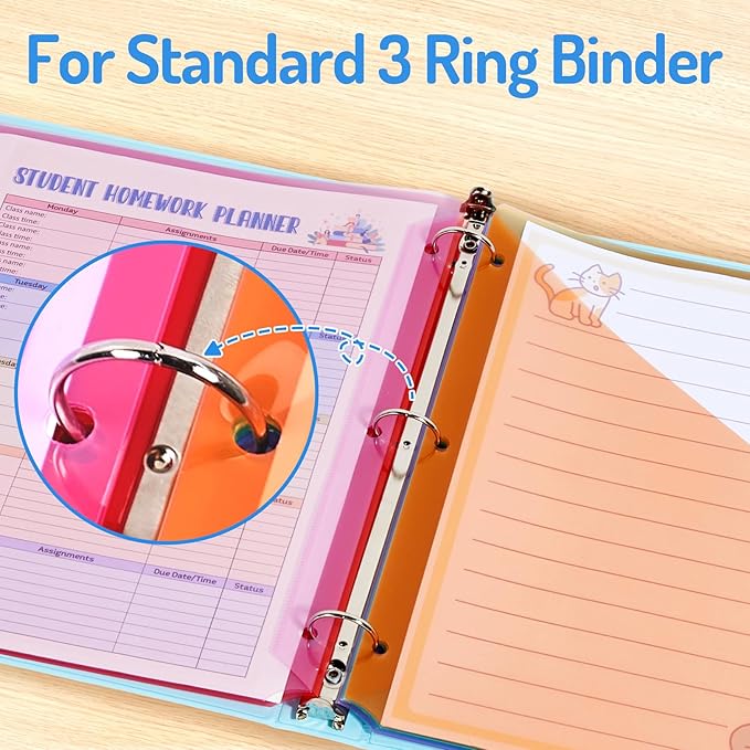 Forvencer 8 Count Dividers for 3 Ring Binder, Binder Dividers with Pocket for US Letter Size, Binder Dividers with Tabs for School Office and Home Organization, Multicolor, 1 Set