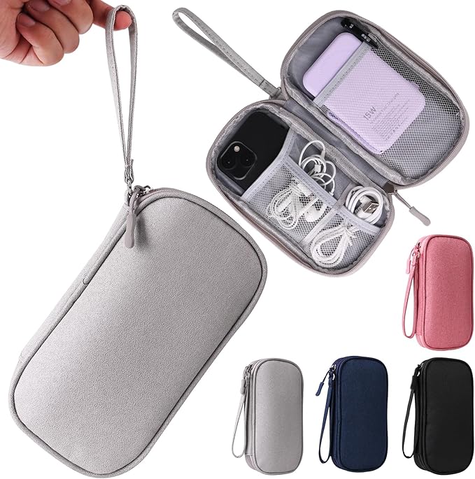 Universal Cable Organizer - Electronics Accessories Bag for Charger, Phone, Memory Card, Travel Gadget Bag (Grey)