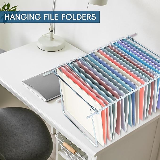 Pink Hanging File Folders,25 Pack Letter Size File Folders with 1/5-cut Tabs,Office Essentials for Filing Cabinet & Desk Storage