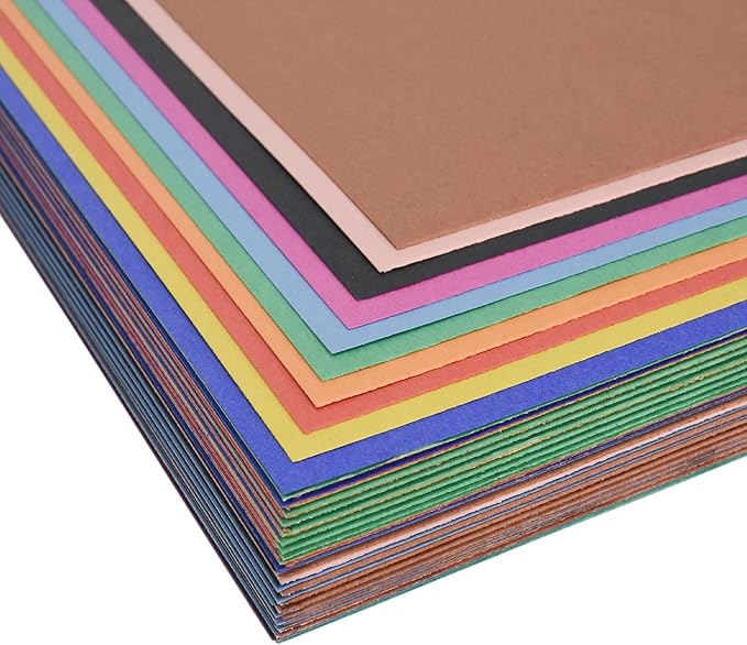 School Smart Railroad Poster Board Paper, 22 x 28 Inches, 4-Ply, Assorted Colors, Pack of 25