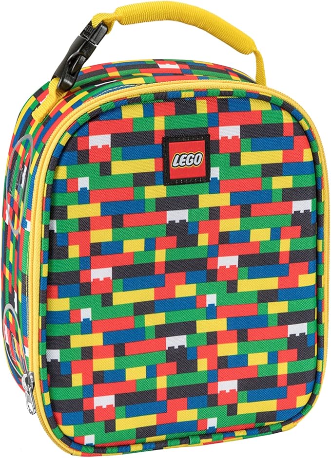 LEGO Kids Heritage Classic Lunch Box, Insulated Soft Reusable Lunch Bag Meal Container for Boys and Girls, Perfect for School or Travel, Meal Tote Keeps Food and Drinks Cold with Buckle, Brick Wall
