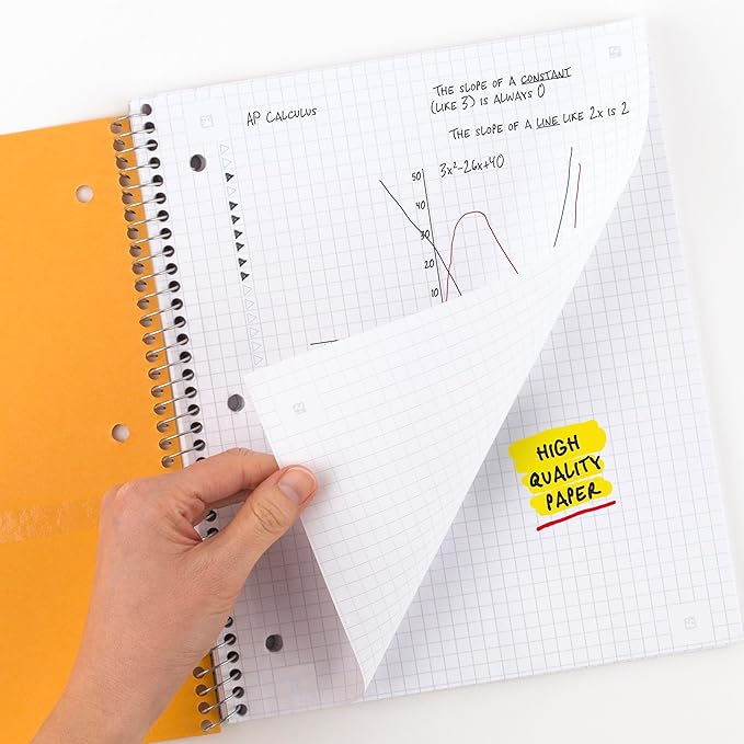 Five Star Spiral Notebook + Study App, 1 Subject, Graph Ruled Paper, 8-1/2" x 11", 100 Sheets, Fights Ink Bleed, Water Resistant Cover, Amethyst Purple (620000CF1)
