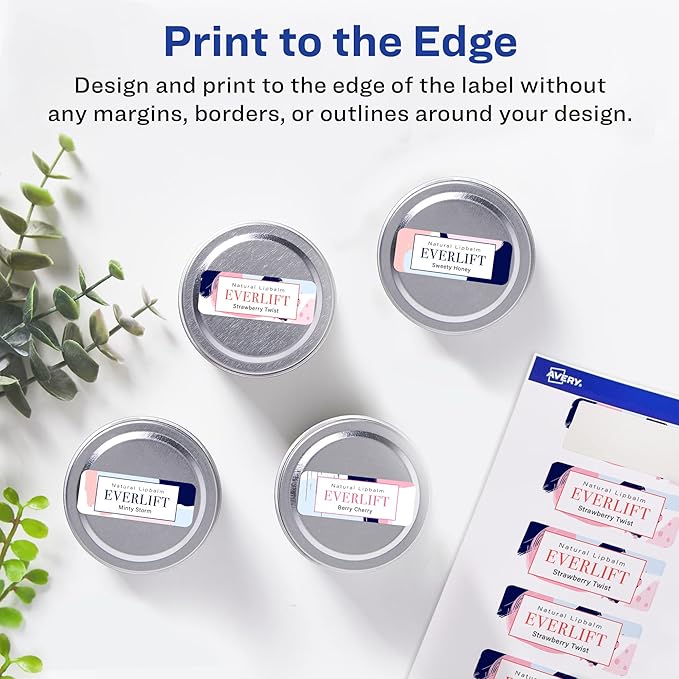 Avery Glossy White Rectangle Labels, Sure Feed Technology, 0.75" x 2.25", 300 Glossy White Labels, Print-to-The-Edge, Permanent Adhesive, Laser/Inkjet Printable