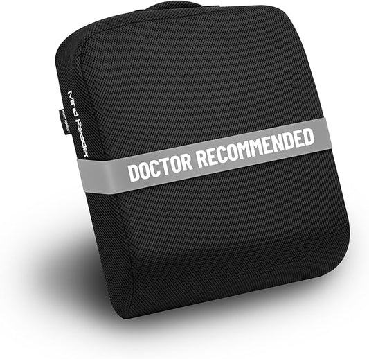 Mind Reader Air-Cloud Seat Cushion, Ergonomic Support for Posture, Pressure Relief, and Pain Reduction, Portable with Washable Cover, Memory Foam, Black