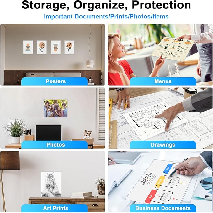 Ndsox 10 Pack 9" x 12" Rigid Print Protectors Clear Hard Plastic Sheet Protectors Top Loading for Photographs, Photo Papers, Posters, Prints, Birth Certificates, Heavy Duty No-Hole Rigid Photo Sleeves