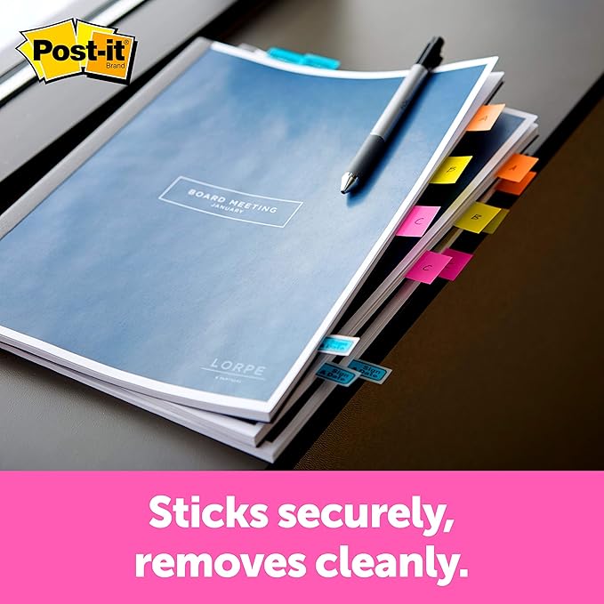 Post-it Flags, 60/On-The-Go Dispenser, .94 in Wide, Alternating Electric Glow Collection (680-EG-ALT) (Pack of 2)
