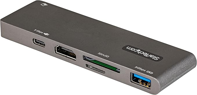 StarTech.com USB C Multiport Adapter for MacBook Pro/Air - USB Type-C to 4K HDMI, 100W Power Delivery Pass-Through, SD/MicroSD Slot, 2-Port USB 3.0 Hub - Portable USB-C Mini Dock (DKT30CMHSDPD)