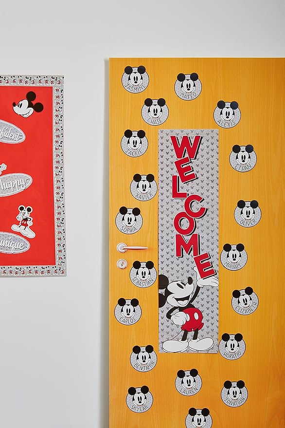 Eureka Disney Retro Mickey Mouse Paper Cut-Out Classroom Decorations for Teachers, 36 Pieces