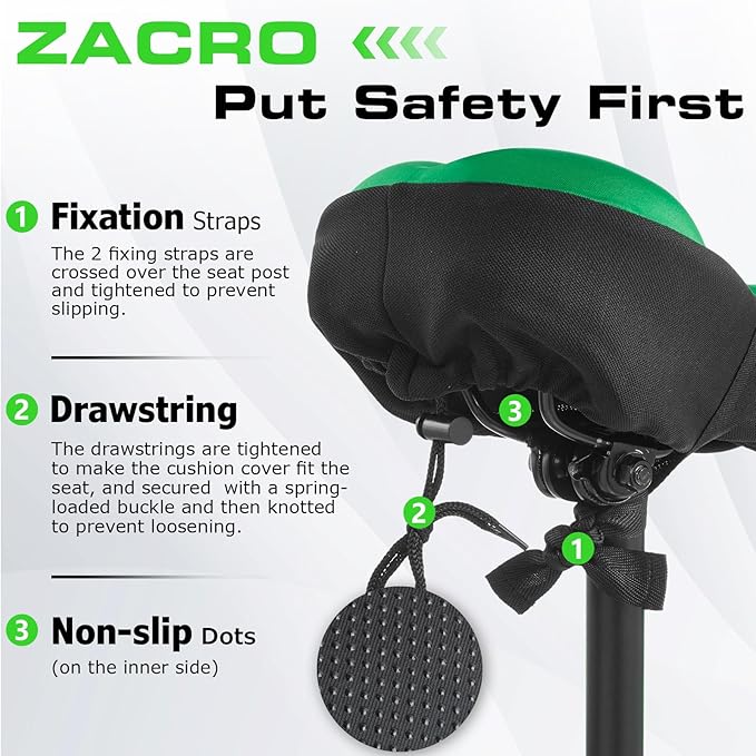 Zacro Bike Seat Cushion - Gel Padded Bike Seat Cover for Men Women Comfort, Extra Soft Exercise Bicycle Seat Compatible with Peloton, Outdoor & Indoor Bike Saddles