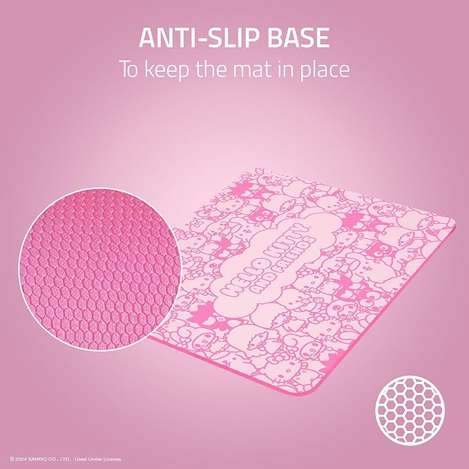 Razer Gigantus V2 Cloth Gaming Mouse Pad (Medium): Textured MicroWeave Cloth Surface - Thick, High-Density Rubber Foam - Non Slip Base - Hello Kitty & Friends Edition