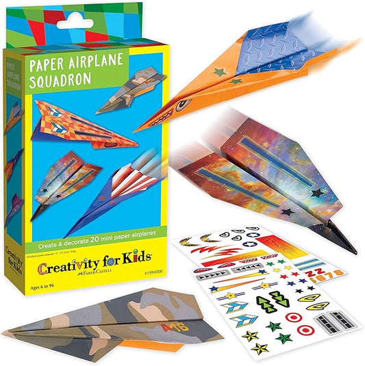 Creativity for Kids Paper Airplane Squadron - Create 20 Paper Airplanes, Mini Craft Kit for Boys, Easter Basket Stuffers and Gift for Boys, Kids Activities (Ages 6+)