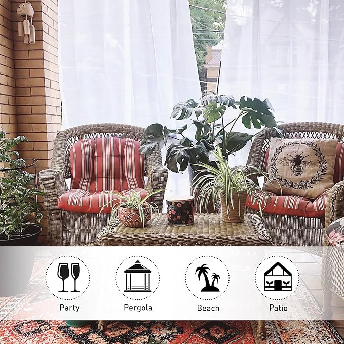 NICETOWN 2 Panels Voile Sheer Outdoor Curtains Waterproof Tab Top Lightweight Soft Sheer Indoor Outdoor Window Drapes with Light Through for Cabana/Patio W54 x L108