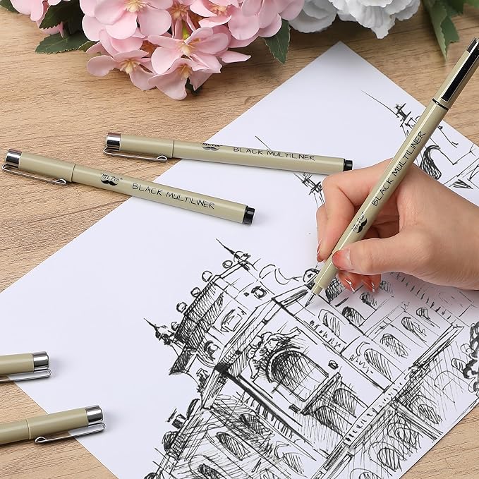 Mr. Pen- Drawing Pens for Artists, 0.25mm, 8Pack, Black, Artist pens, Micro Pens for Drawing, Ink Pens for Drawing, Sketch Pens, Micro Pen, Fineliner Pens, Bible Journaling Pens, Fine Point, Bible Pen