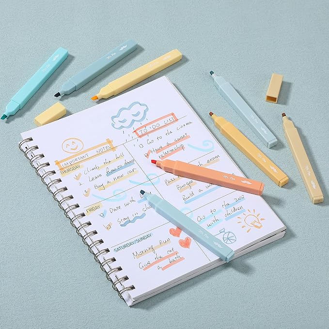 Mr. Pen- Aesthetic Highlighters, 8 pcs, Chisel Tip, Pastel Colors, Cute Highlighters Assorted Colors
