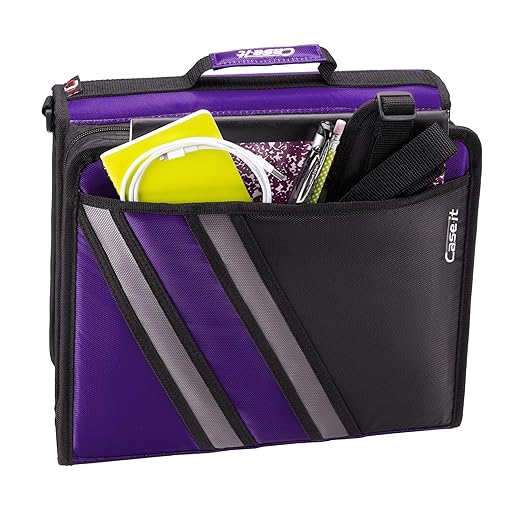 Case-it The Z Shape Zipper 6 Piece Casepack - Two s in One - Double Sided 1.5 Inch D-Ring - Multiple Pockets - 500 Page Capacity - Comes with Shoulder Strap, Deep Purple, Z-176, 6 Piece casepack