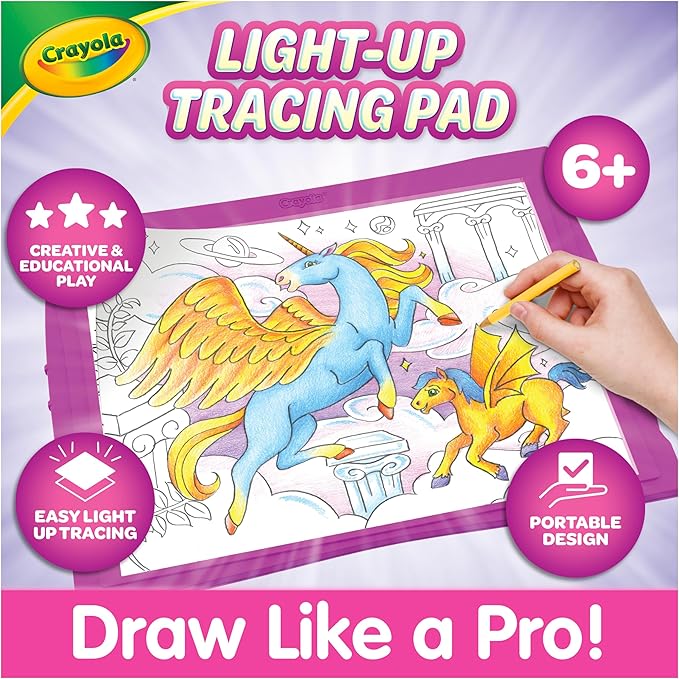 Crayola Light Up Tracing Pad Pink, Essential Easter Basket Stuffers, Best Birthday Gifts for Girls & Boys, 6, 7, 8 Year Olds, Kids Toys, Light Box Art Kit for Kids [Amazon Exclusive]