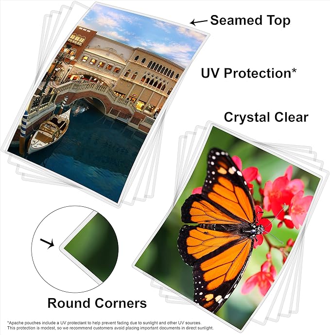 Apache 300 Pack Laminating Pouches 3 mil, for Legal Size 8.5 x 14 Inch Documents (9 x 14.5 Inch Sheets), Office and School Supplies, Thermal Laminating Sheets, Super Clear, Round Corner