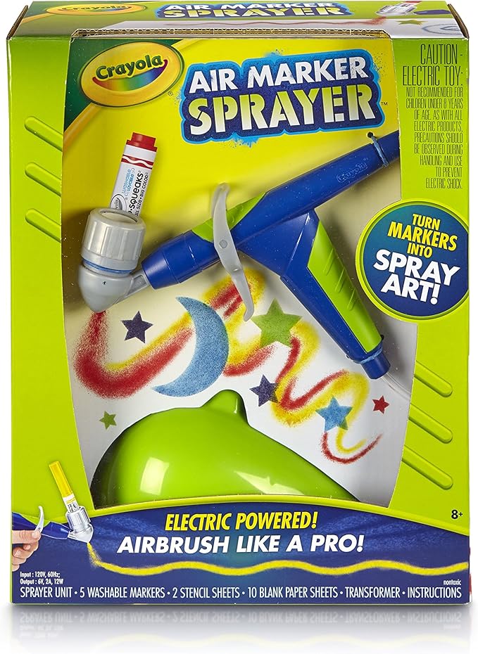 Crayola Air Marker Sprayer Airbrush Kit, Gift for Kids Age 8, 9, 10
