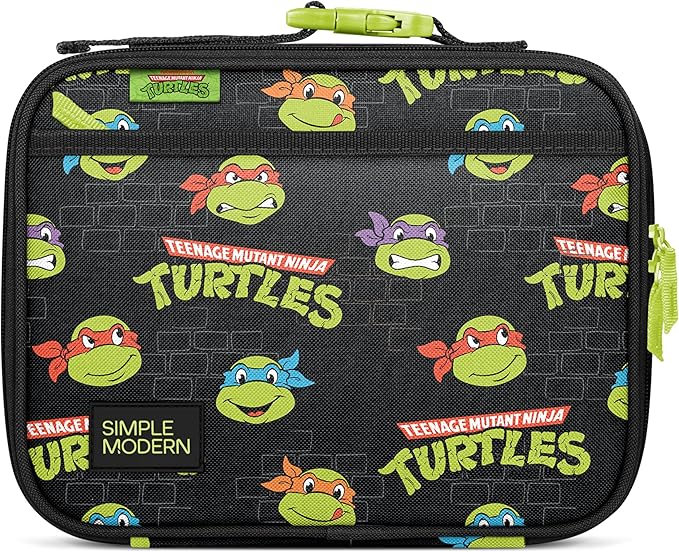 Simple Modern Nickelodeon Viacom Kids Lunch Box for School | Reusable Insulated Lunch Bag for Toddler, Boy | Meal Containers with Exterior & Interior Pockets | Hadley Collection | TMNT Turtles Unite