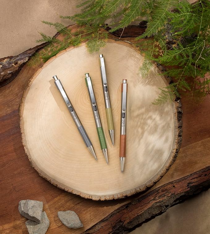 Zebra Pen F-301 Signature Series Retractable Ballpoint Pen, 0.7mm, Black Easy-Glide Ink, Stainless-Steel Barrel, Pewter Earth Tone Accents, Ideal for Office, Journal and Planner Use, 4-Pack (27214)